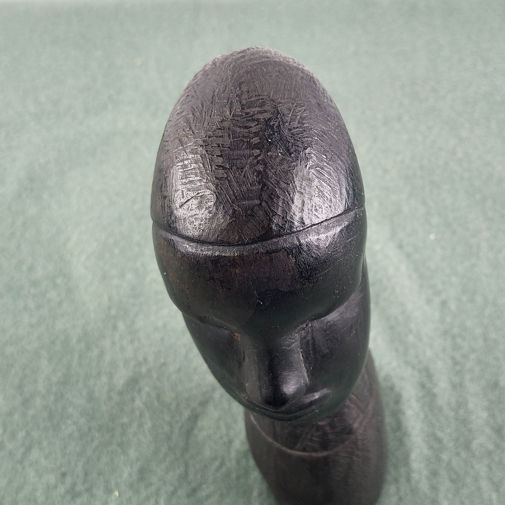 Vintage Kenya African Tribal Hand Carved Sculpture Ebony Wood‎ Bust Statue 10" - Picture 3 of 9